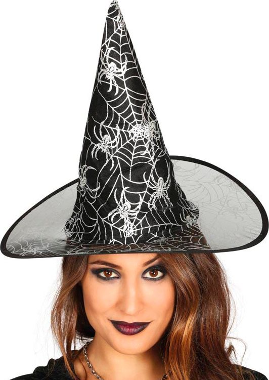 Zwart Zilver Spinnenweb Heksenhoed