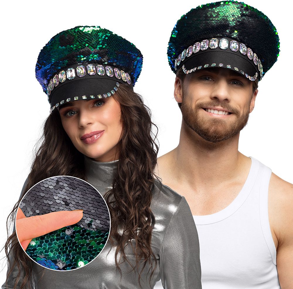 Zwart/Blauw Pailetten Festival Pet