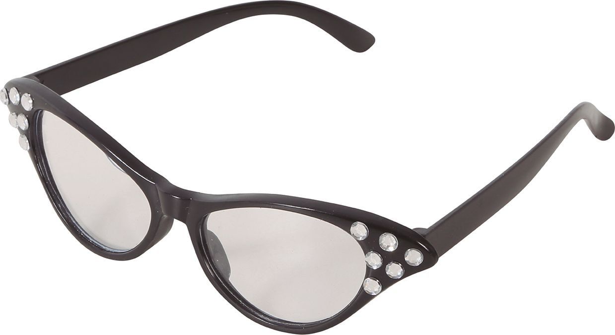 Zwarte 50's Bril met Steentjes