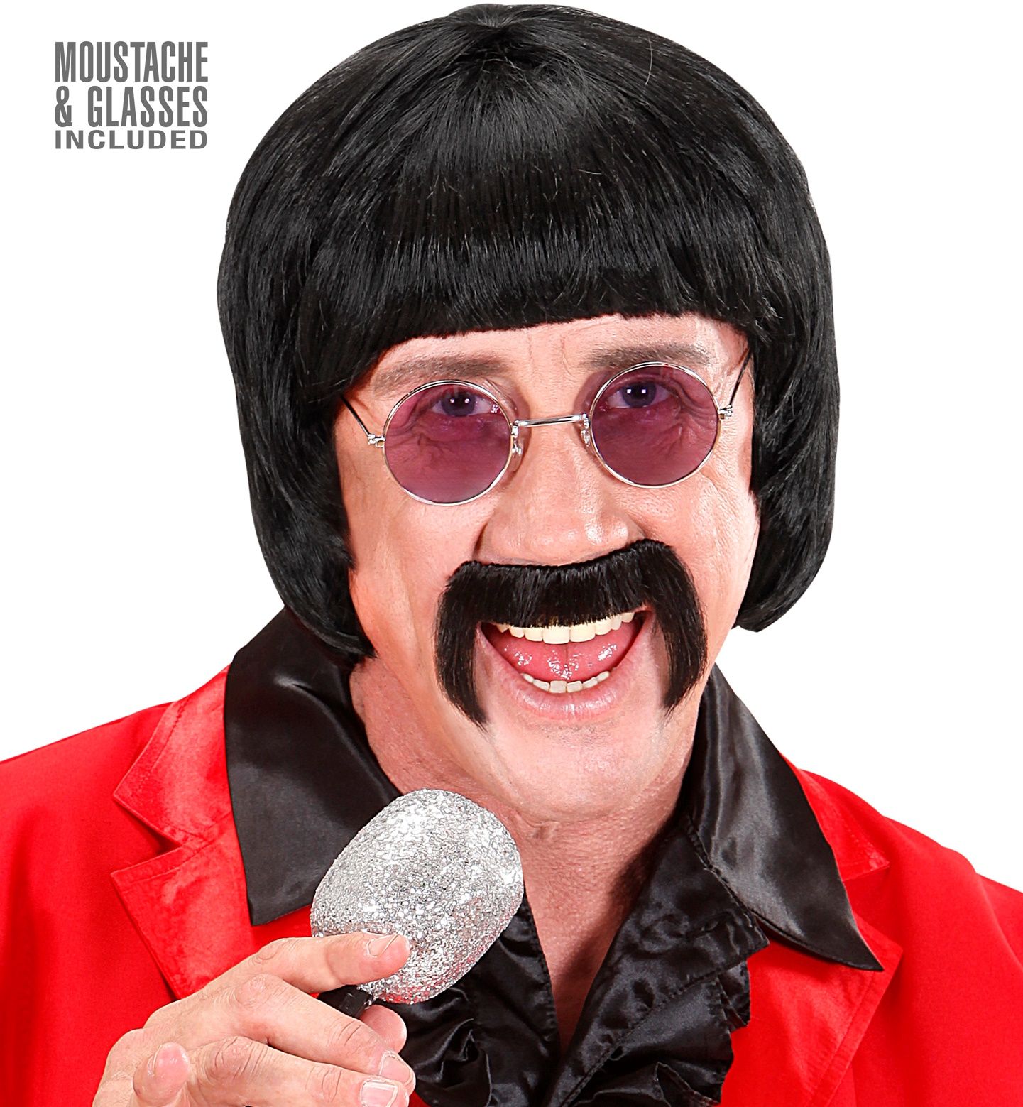 Zwarte 60's Popster Pruik