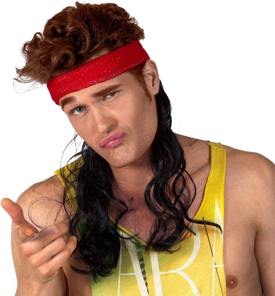 Zwarte 80's Haarextensie Rode Hoofdband