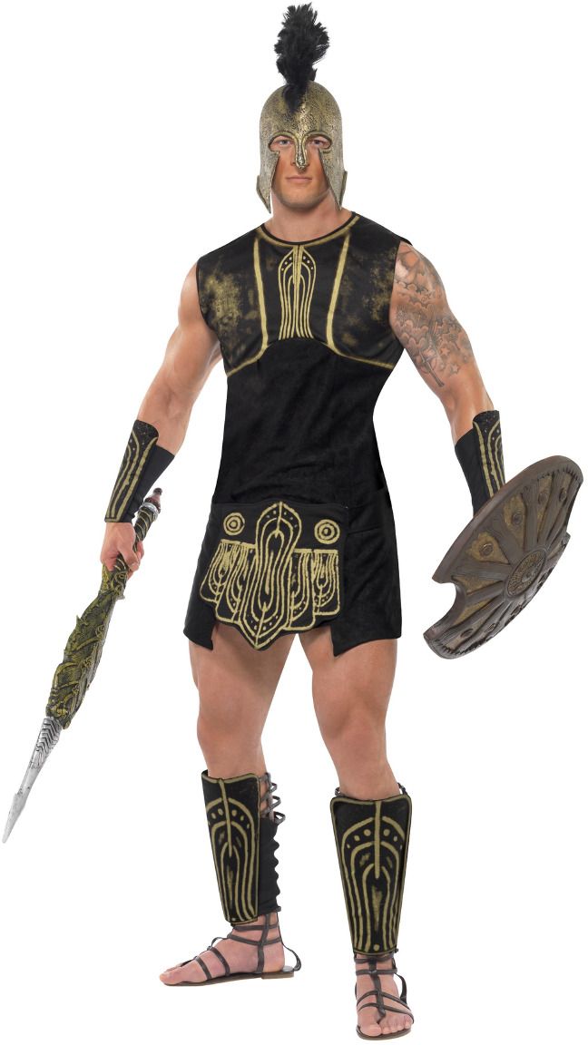 Zwarte Achilles Strijder Outfit
