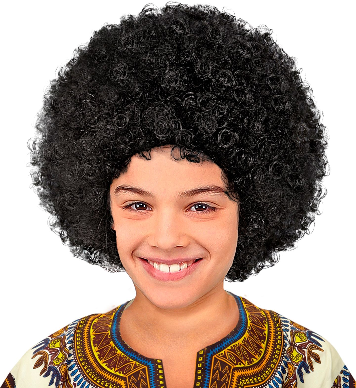 Zwarte afro pruik kind