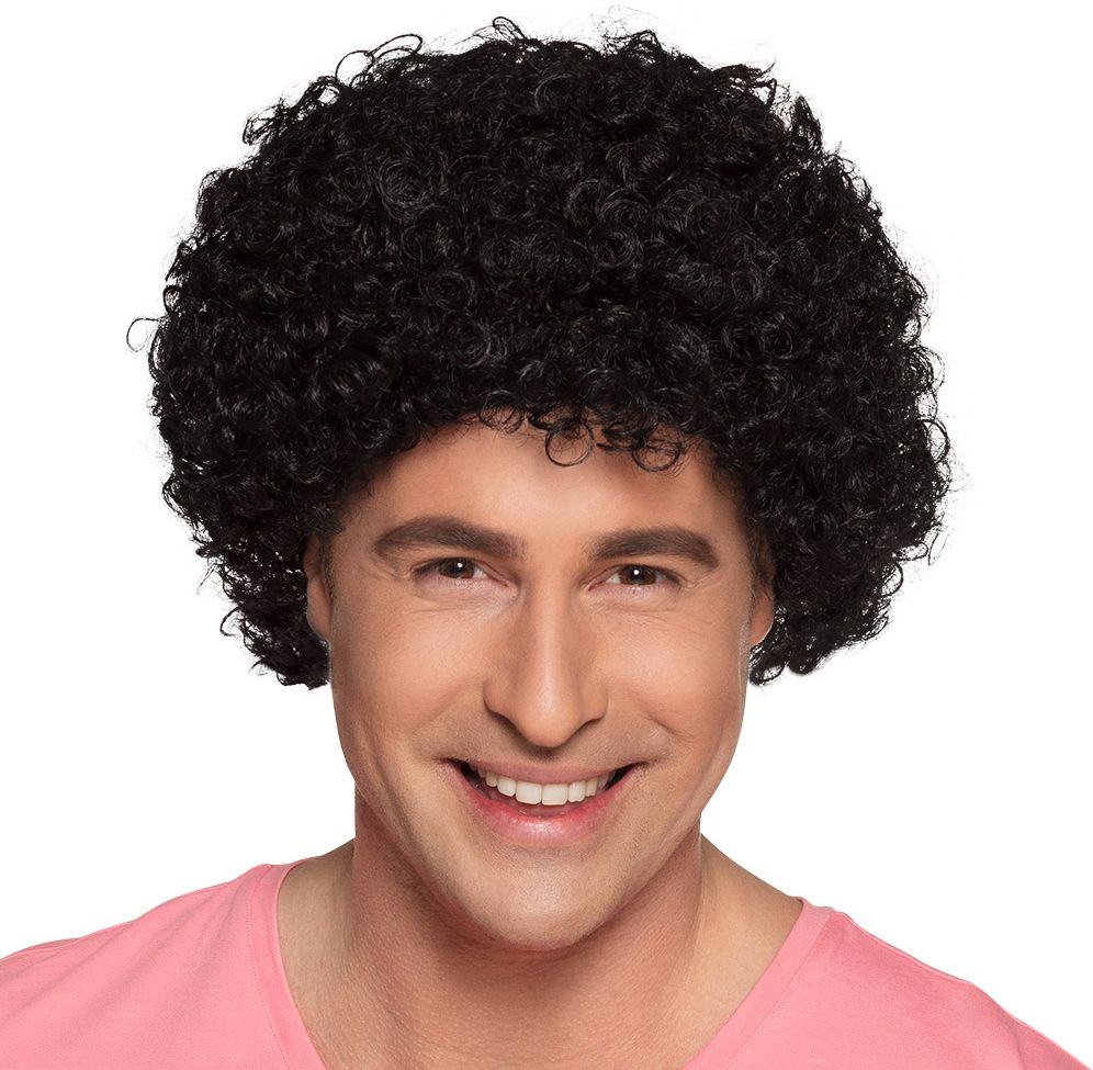 Zwarte Afropruik Kort Heren Dames