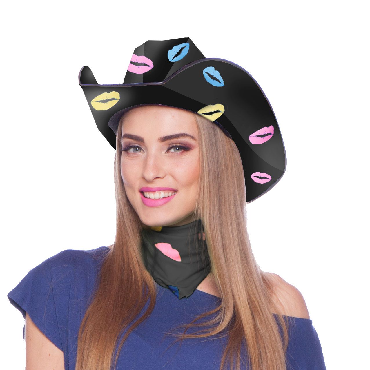 Zwarte Bandana Sjaaltje met Lippen