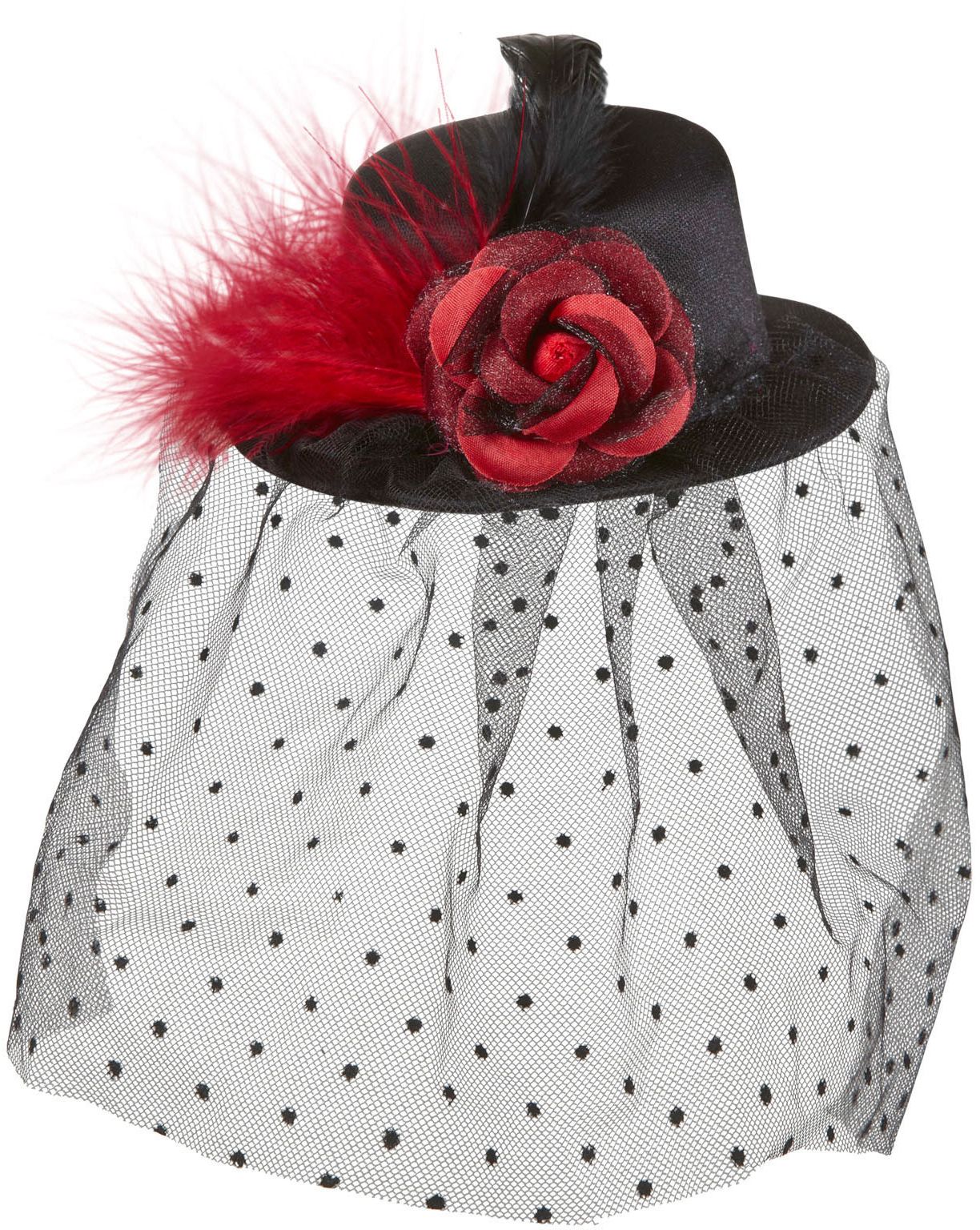 Zwarte Burlesque Mini Hoge Hoed