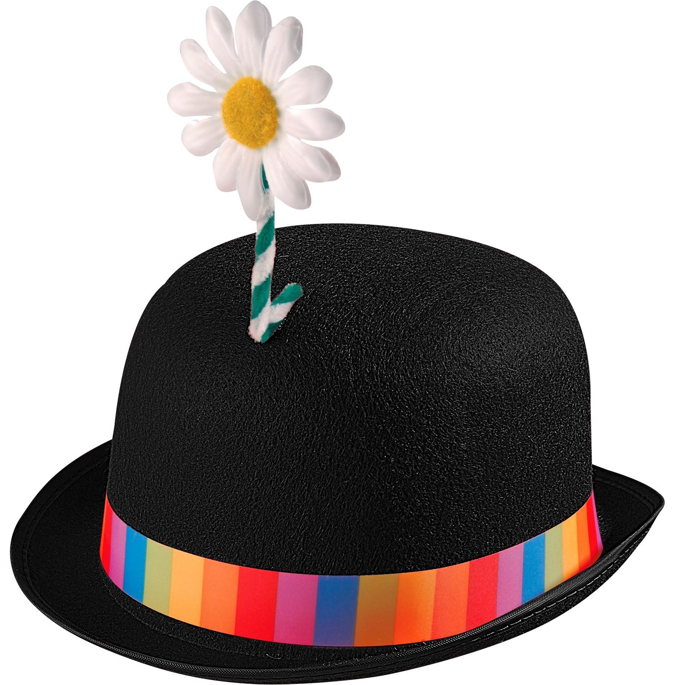 Zwarte Clown Bolhoed met Bloem
