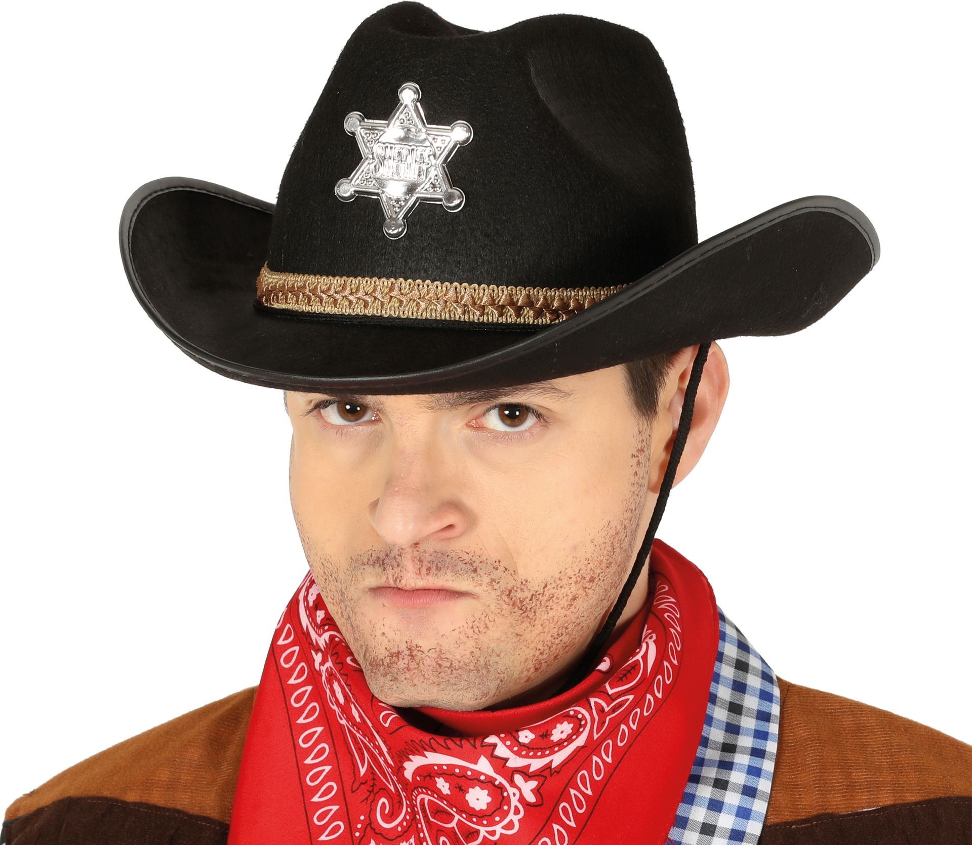 Zwarte cowboy sheriff hoed
