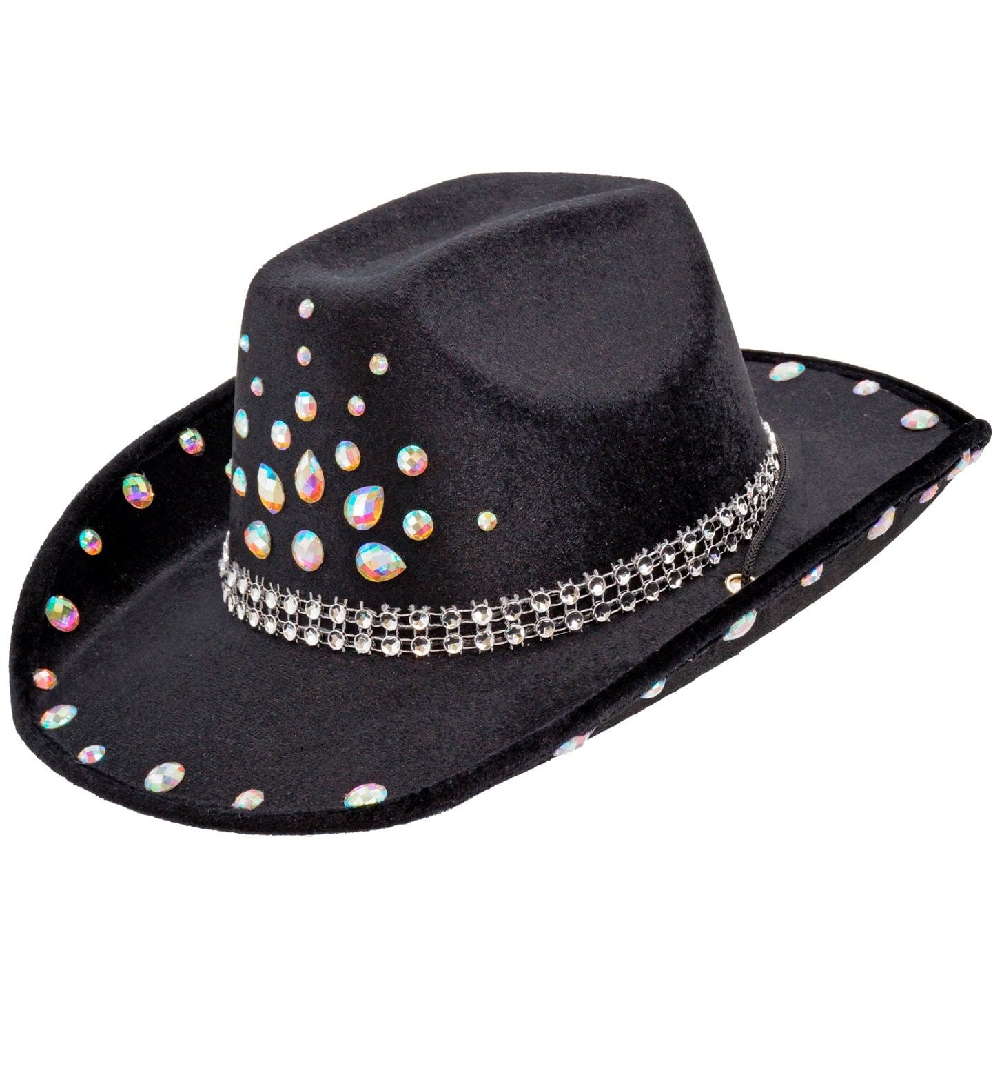 Zwarte Cowboyhoed met Diamantjes