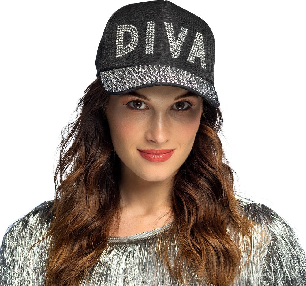 Zwarte Dames Pet 'Diva' met Studs