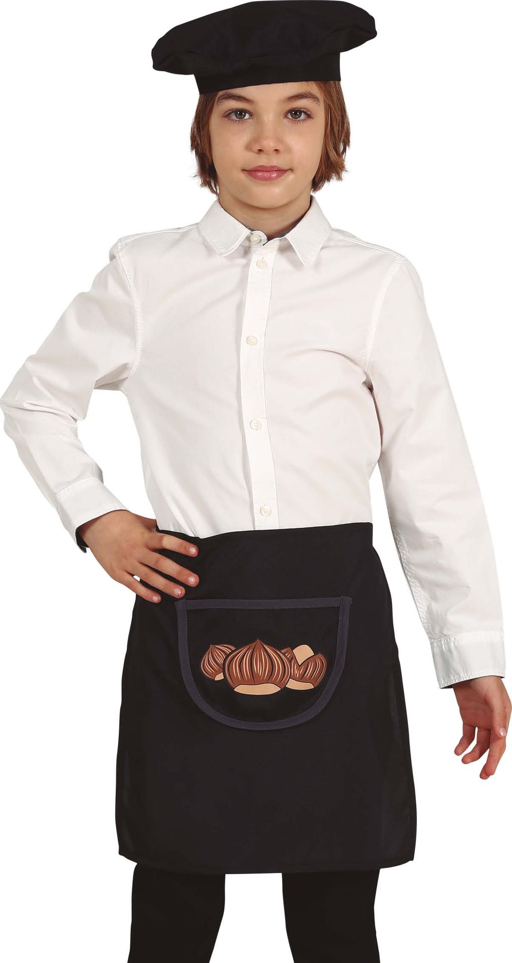 Zwarte Dickens Kastanje Verkoper Schort Kind