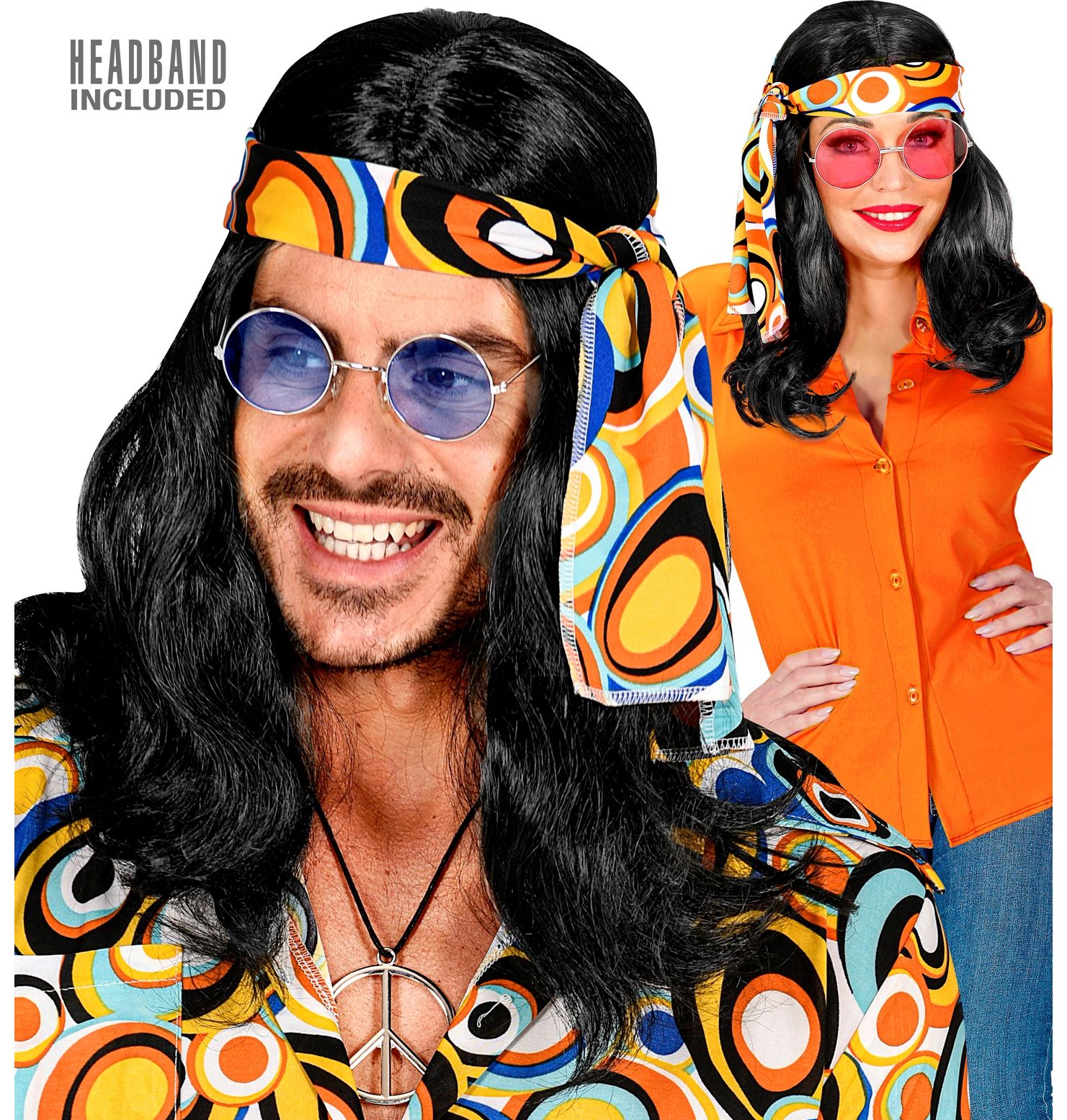 Zwarte Disco Pruik met Hoofdband