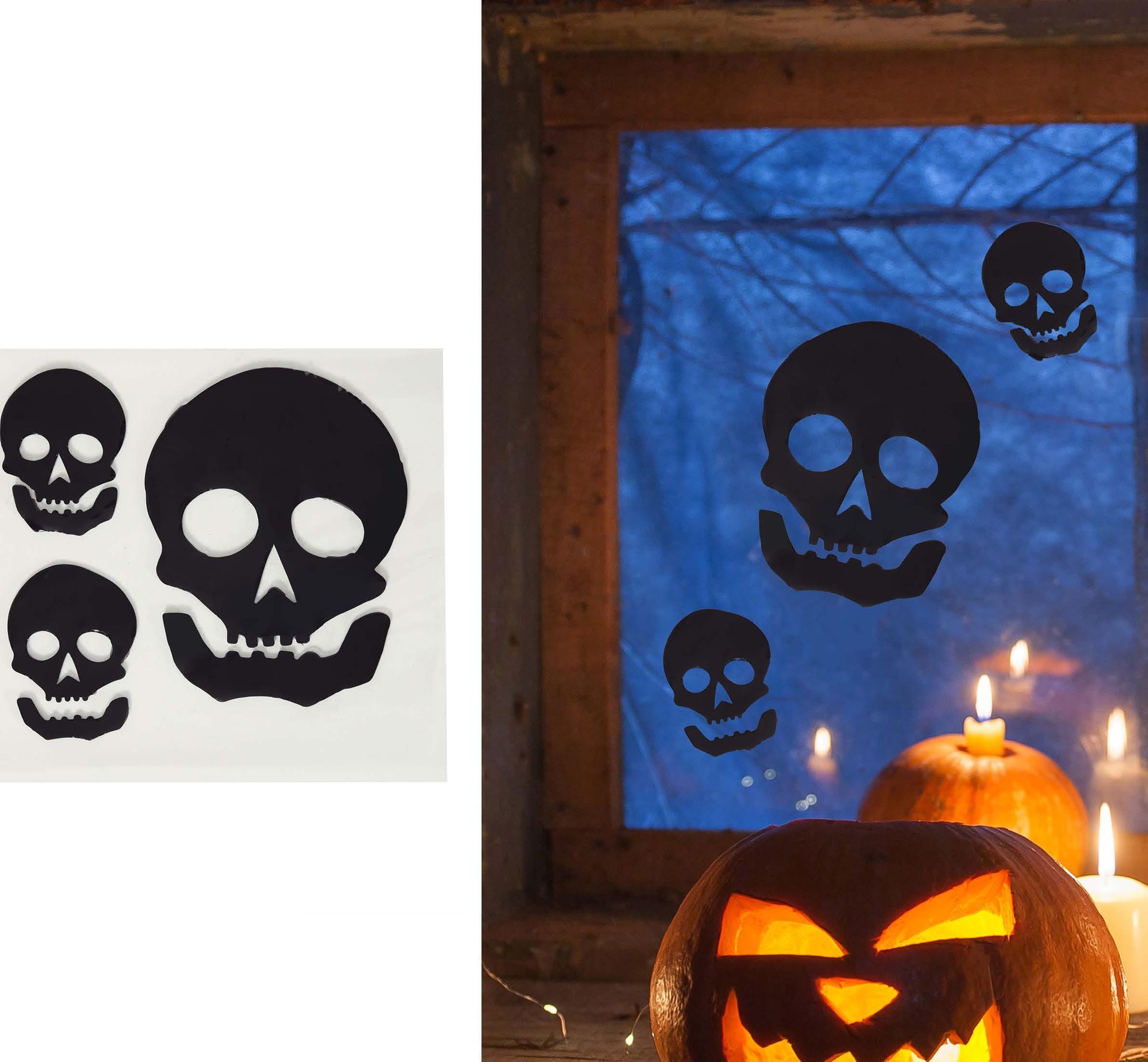 Zwarte Doodskoppen Gel Raamstickers