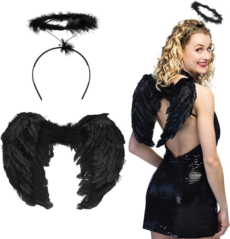 Zwarte Engel Accessoireset Dames Halloween
