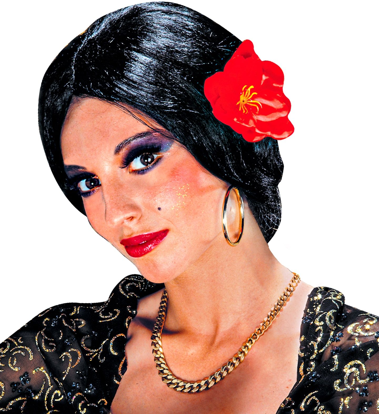 Zwarte Flamenco Danseres Pruik