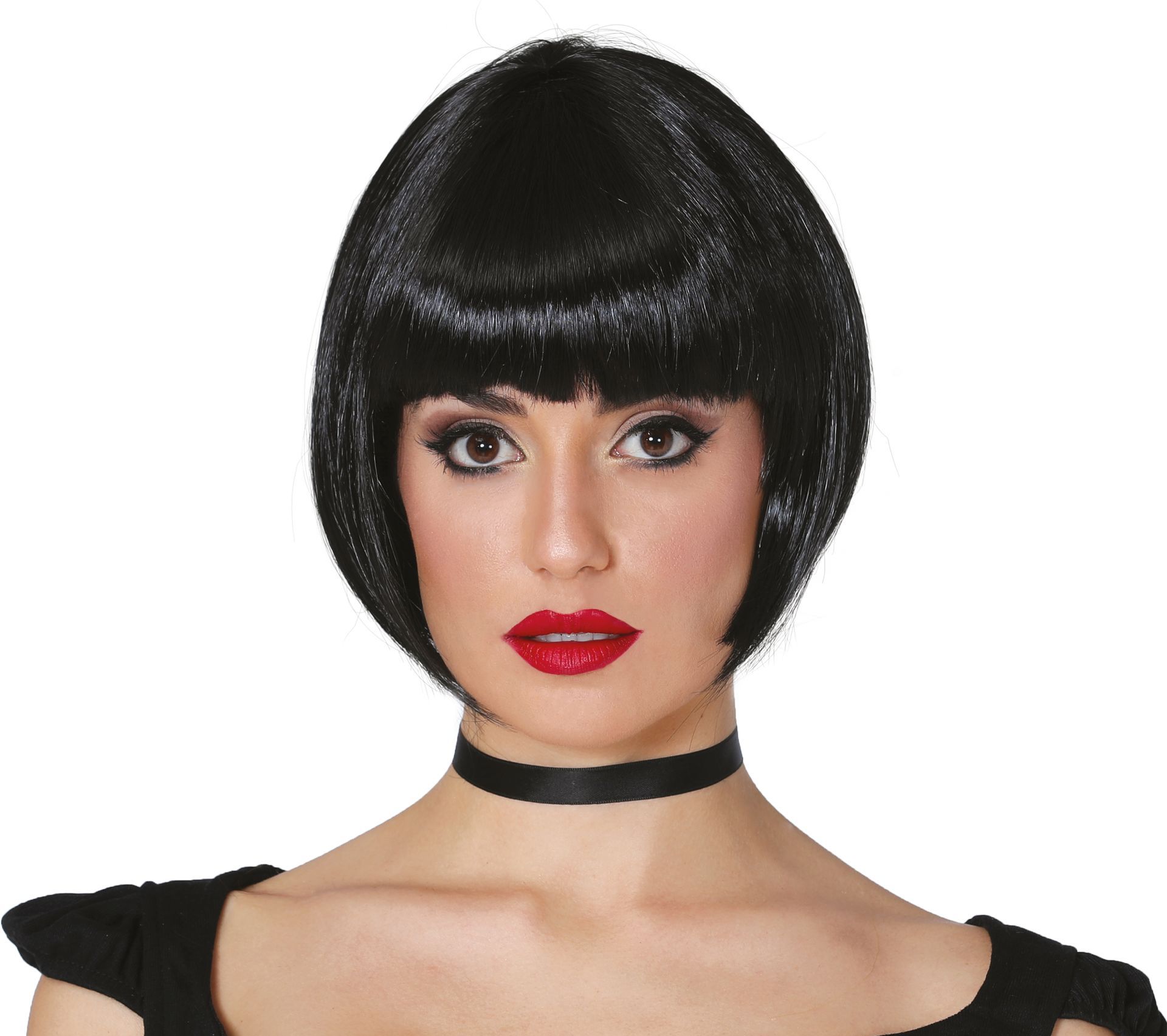 Zwarte Flapper Girl Pruik