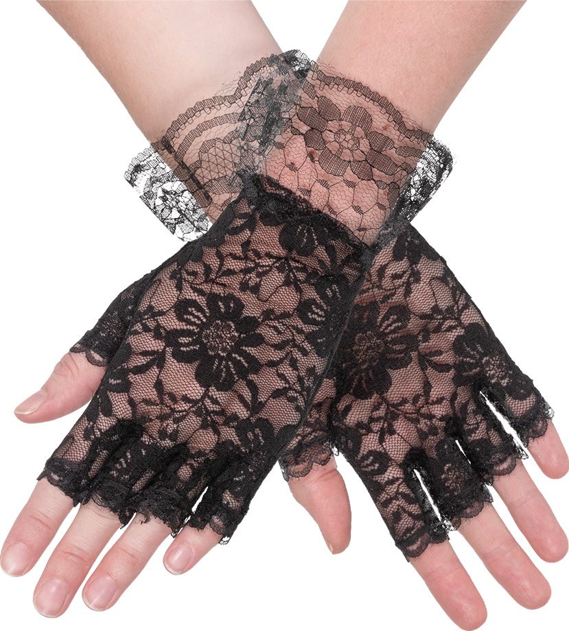 Zwarte Flapper Handschoenen Dames