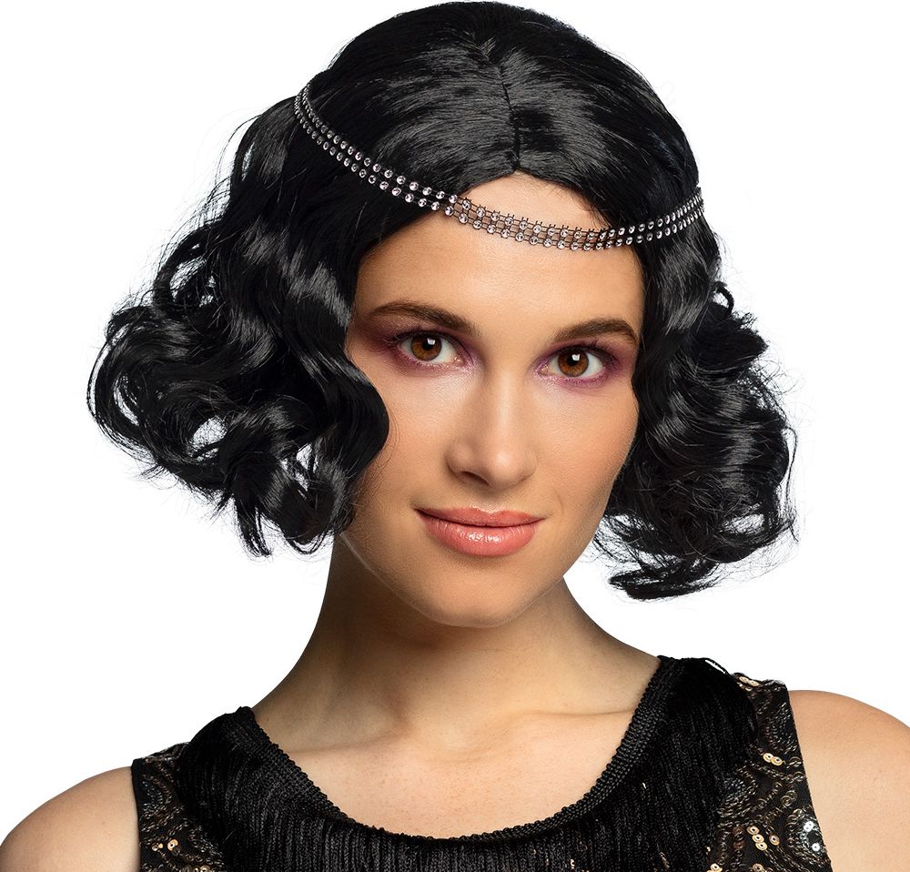 Zwarte Flapper Pruik met Hoofdband