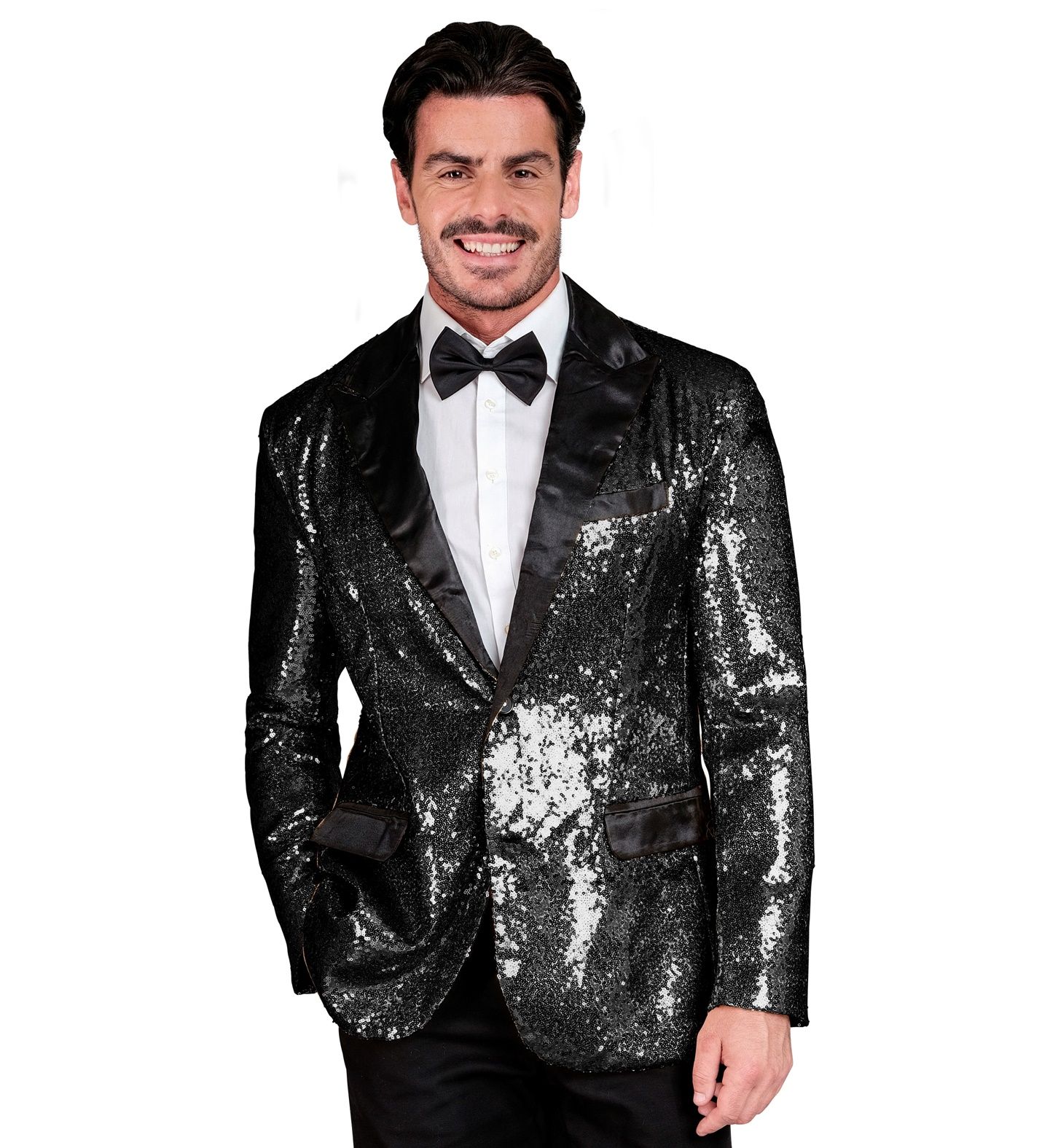 Zwarte Gala Colbert Pailletten Heren