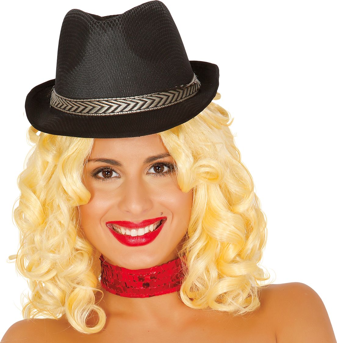 Zwarte Gangster Hoed met Gouddetail