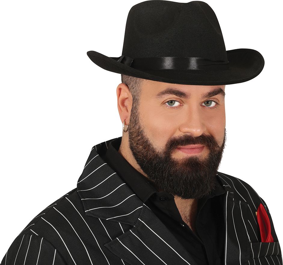 Zwarte Gangster Jaren 20 Hoed