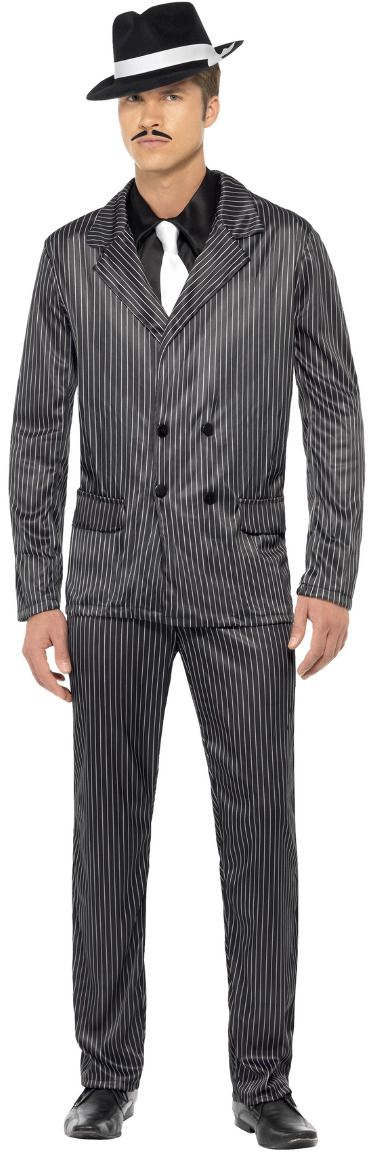 Zwarte Gangster Kostuum Heren