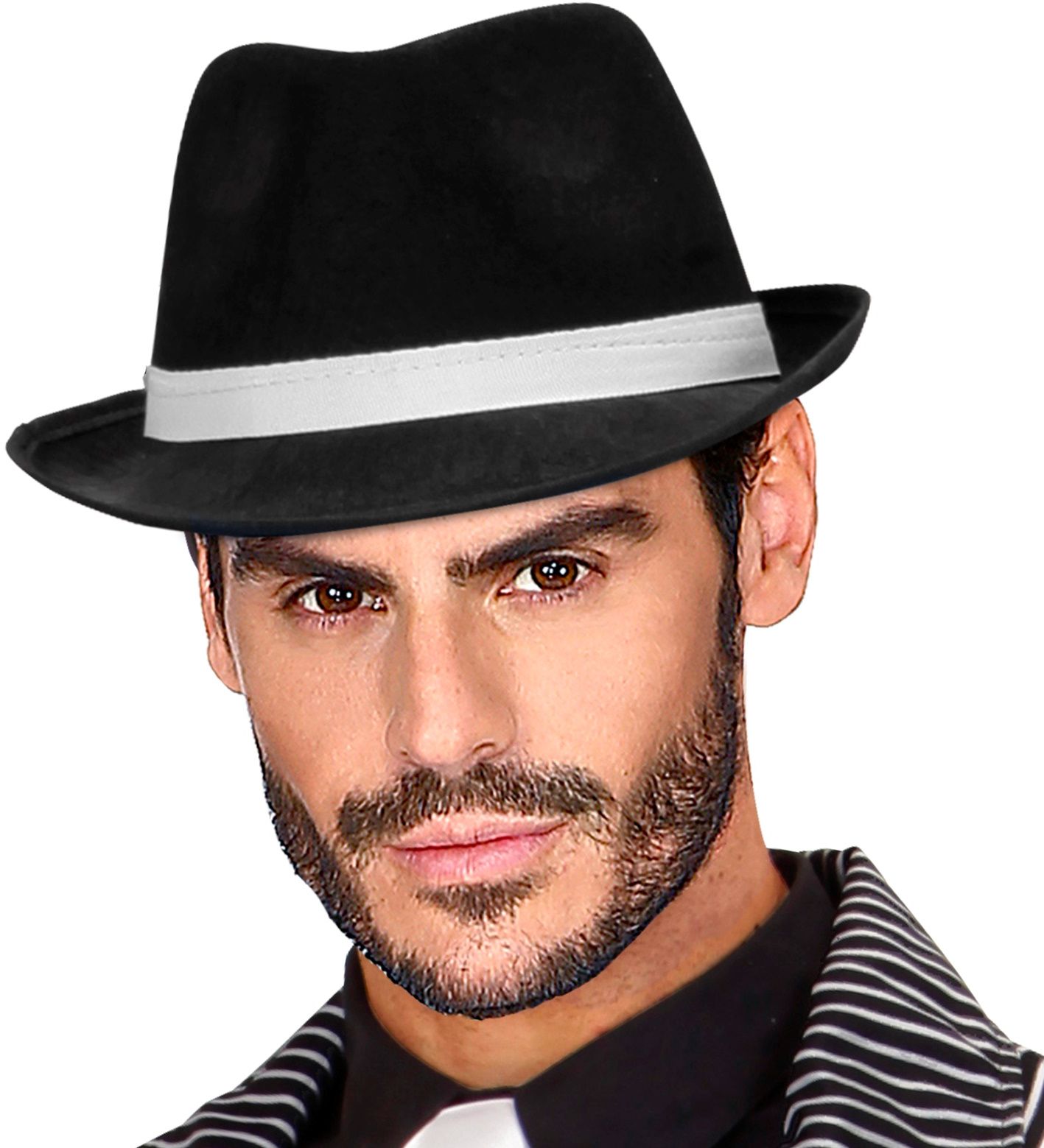 Zwarte Gangsterhoed met Witte Band