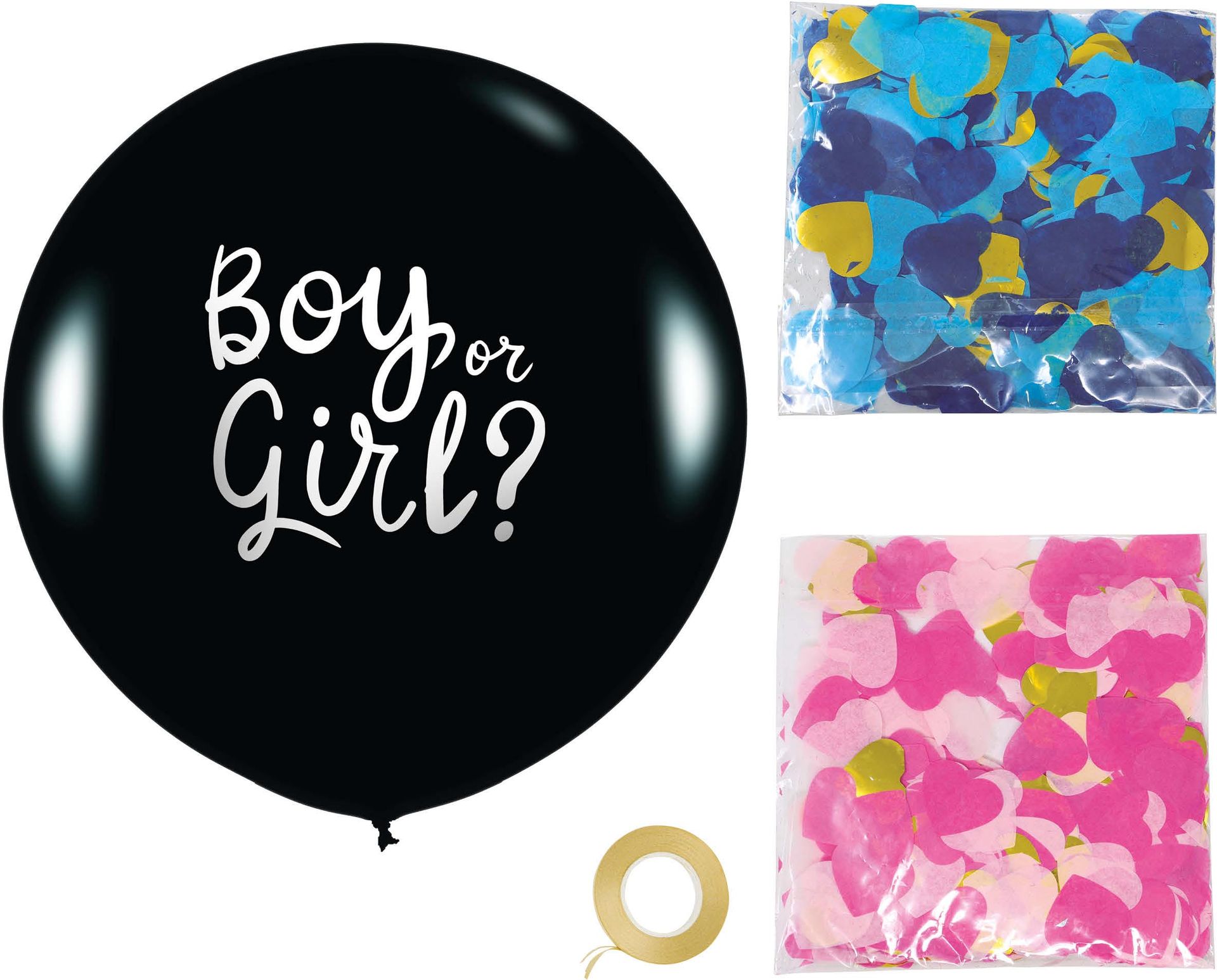 Zwarte Gender Reveal Ballon Confetti