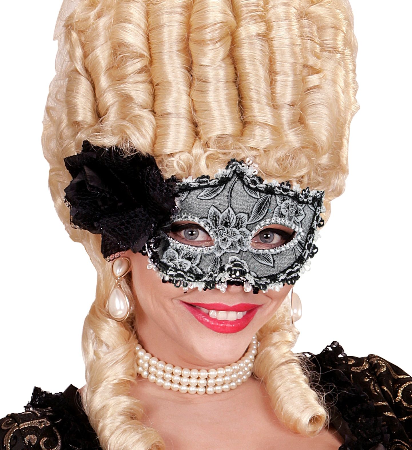 Zwarte Glitter Bloemen Oogmasker