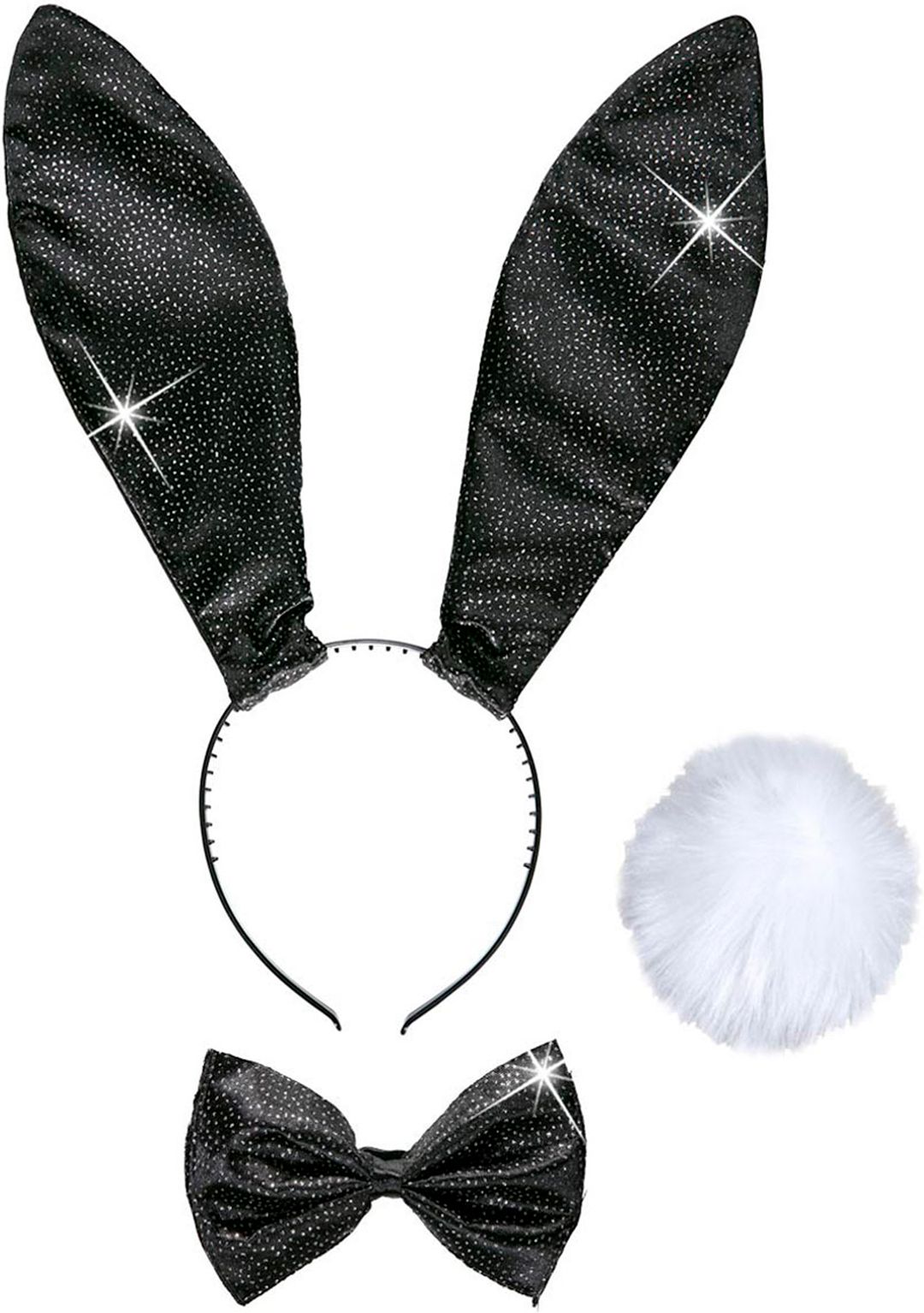 Zwarte Glitter Konijn Accessoires