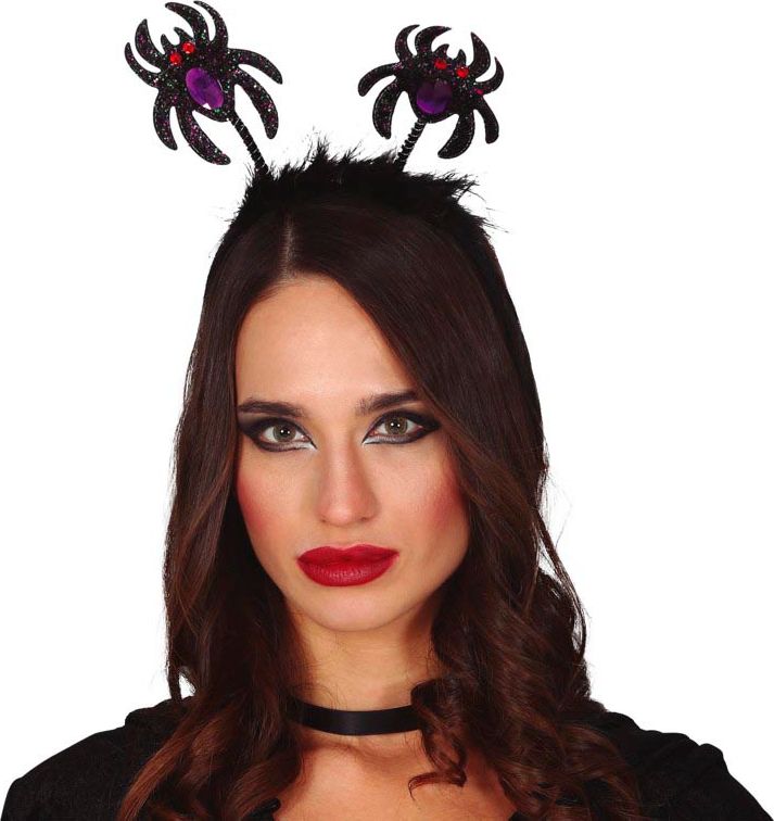 Zwarte Glitter Spinnen Haarband
