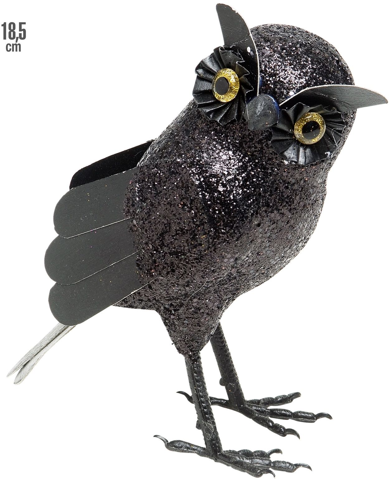 Zwarte Glitter Uil Decoratie