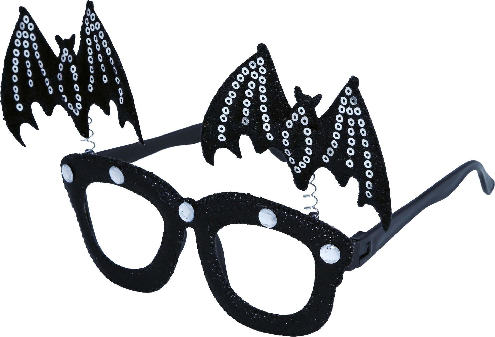 Zwarte Glitter Vleermuis Bril Halloween