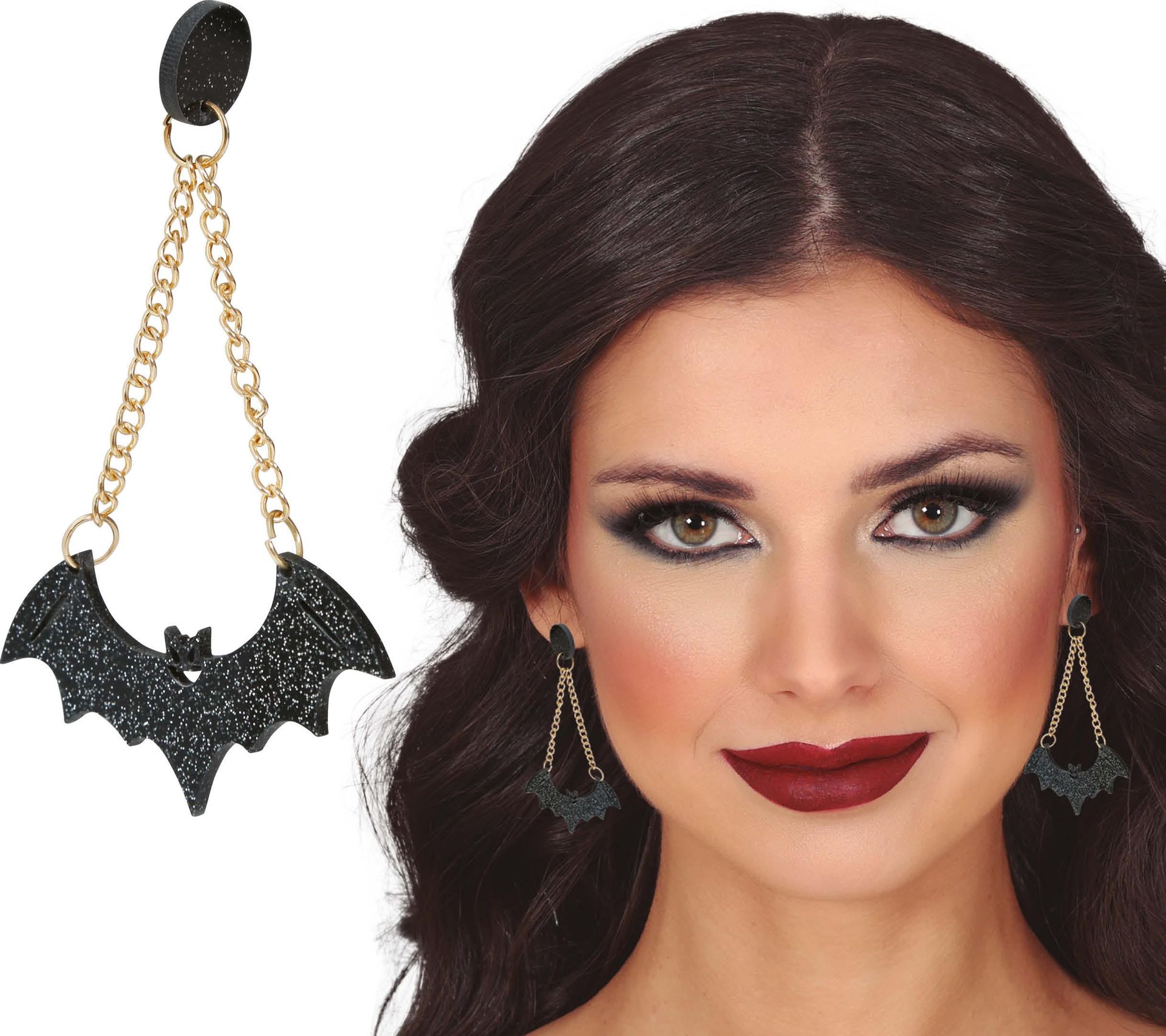Zwarte Glitter Vleermuis Oorbellen