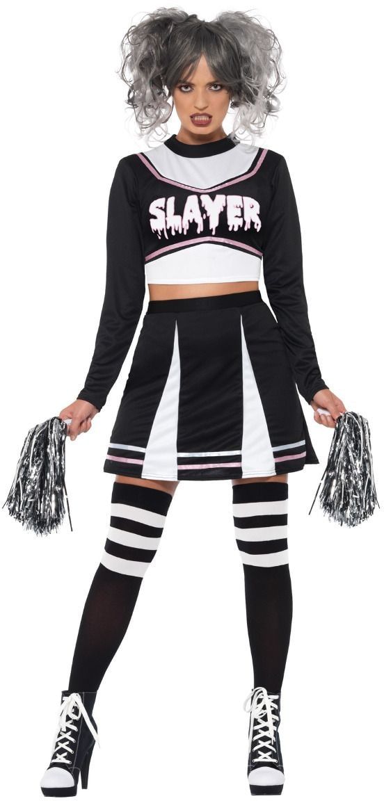 Zwarte gothic cheerleader outfit