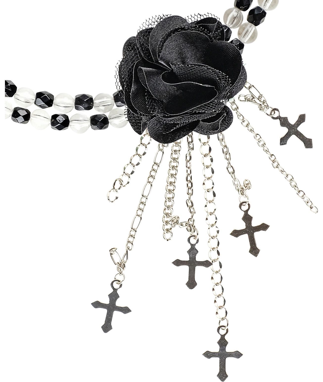 Zwarte Gothic Choker met Bloem