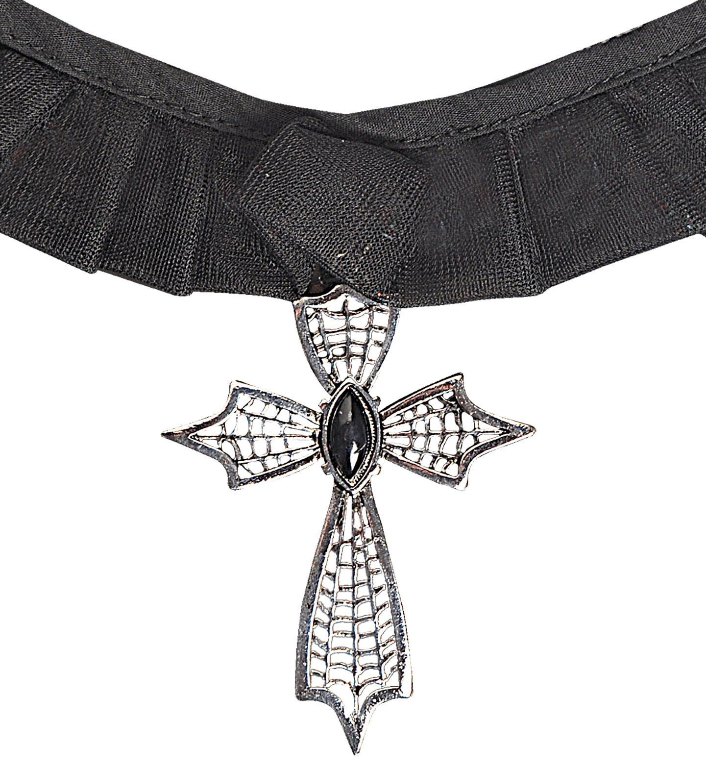 Zwarte Gothic Choker met Kruis