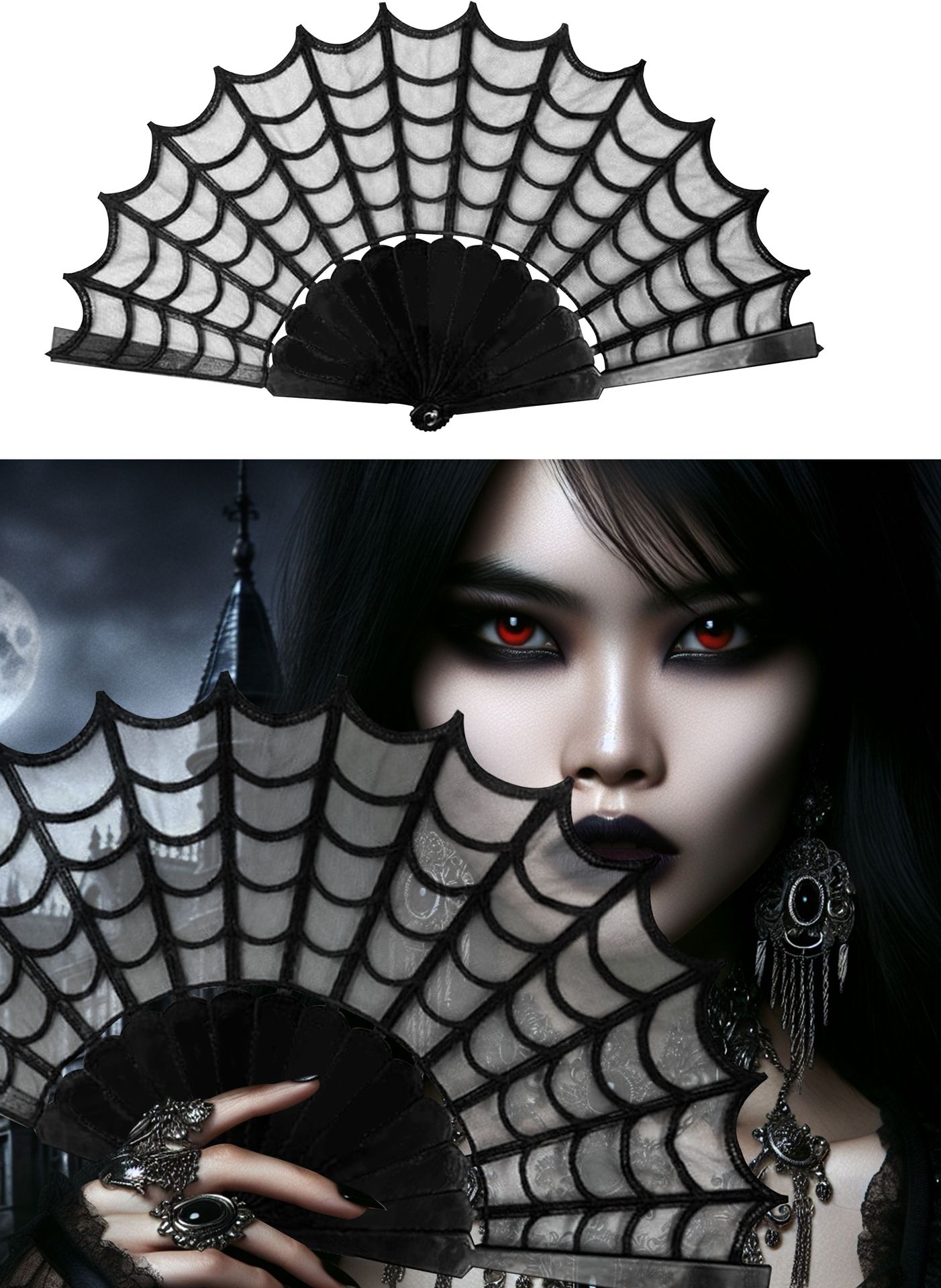 Zwarte Gothic Handwaaier