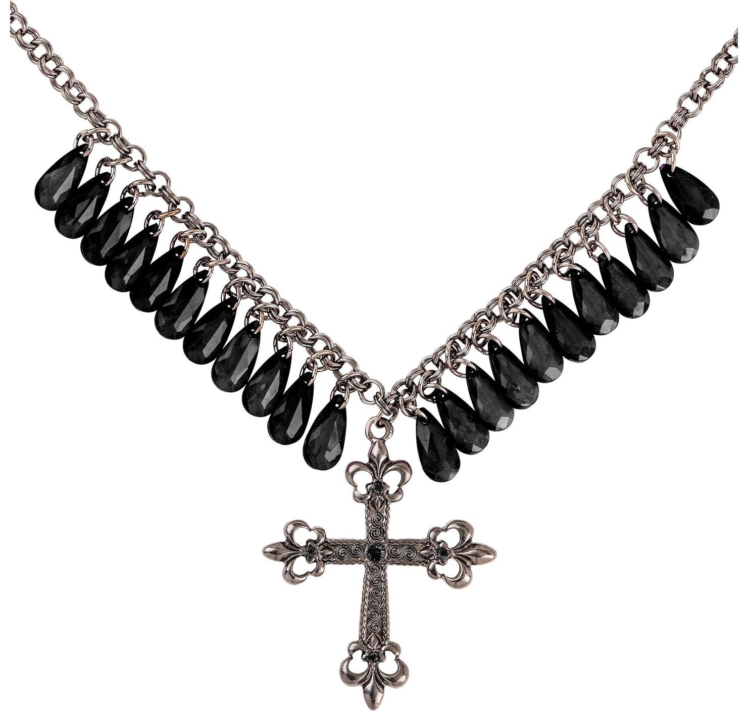 Zwarte gothic kruis ketting