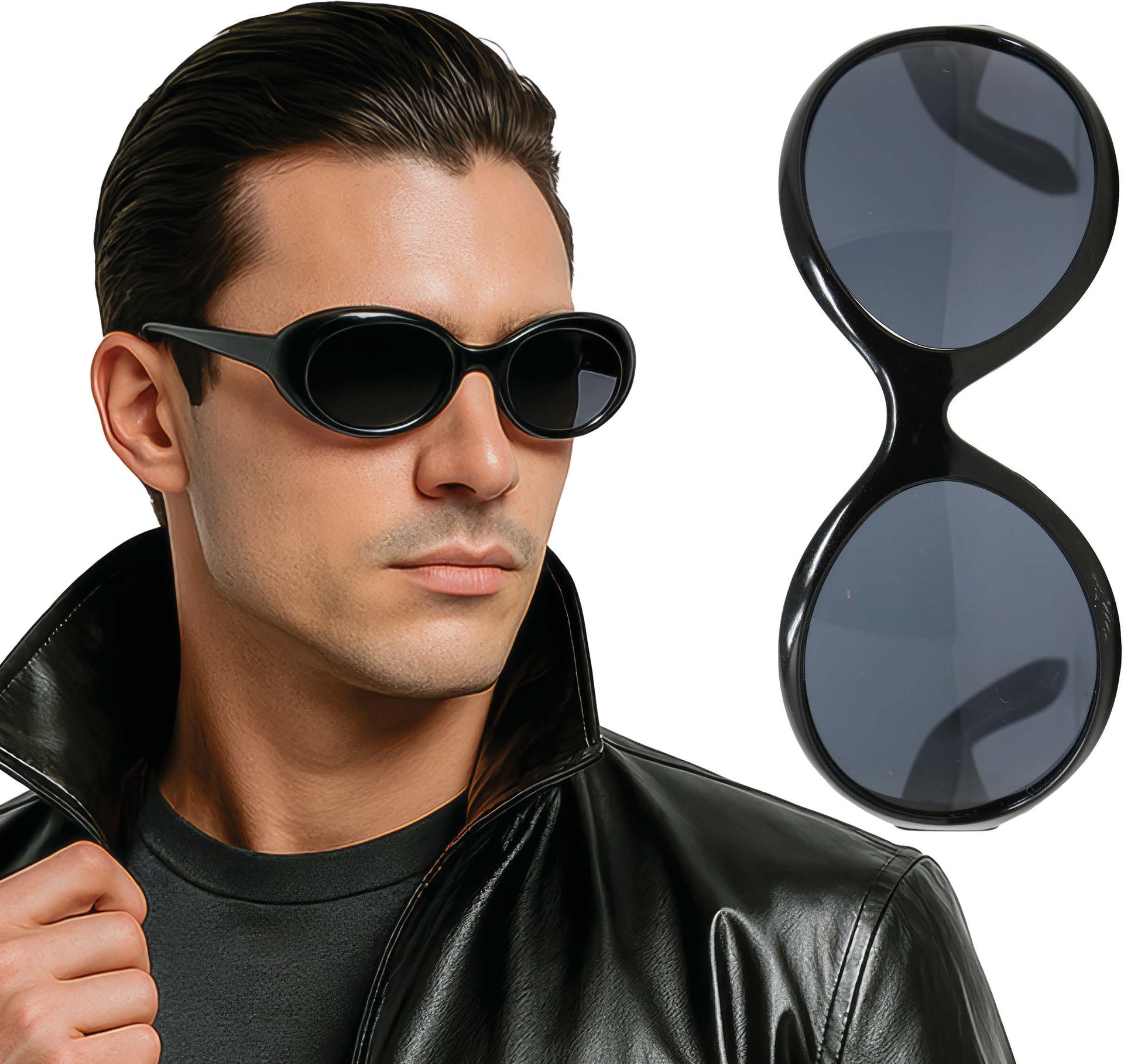 Zwarte Grote Snelle Zonnebril Futuristisch