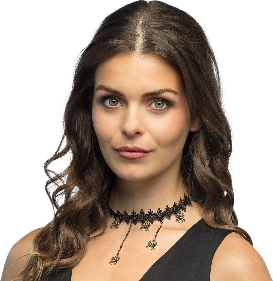 Zwarte Halloween Choker Spinnen Halsband