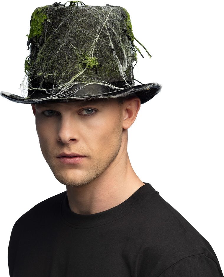 Zwarte Halloween Hoed met Spinnenwebben