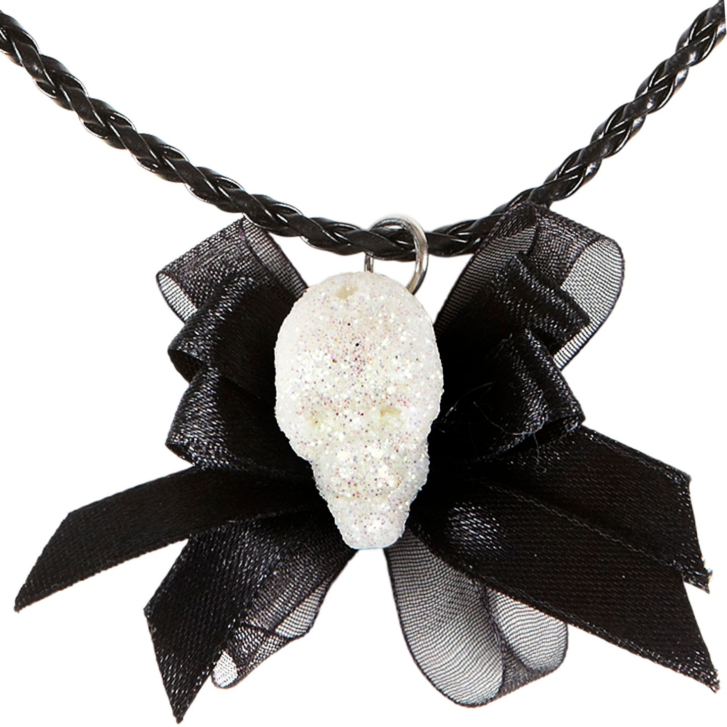 Zwarte Halloween Ketting met Glitter Schedel