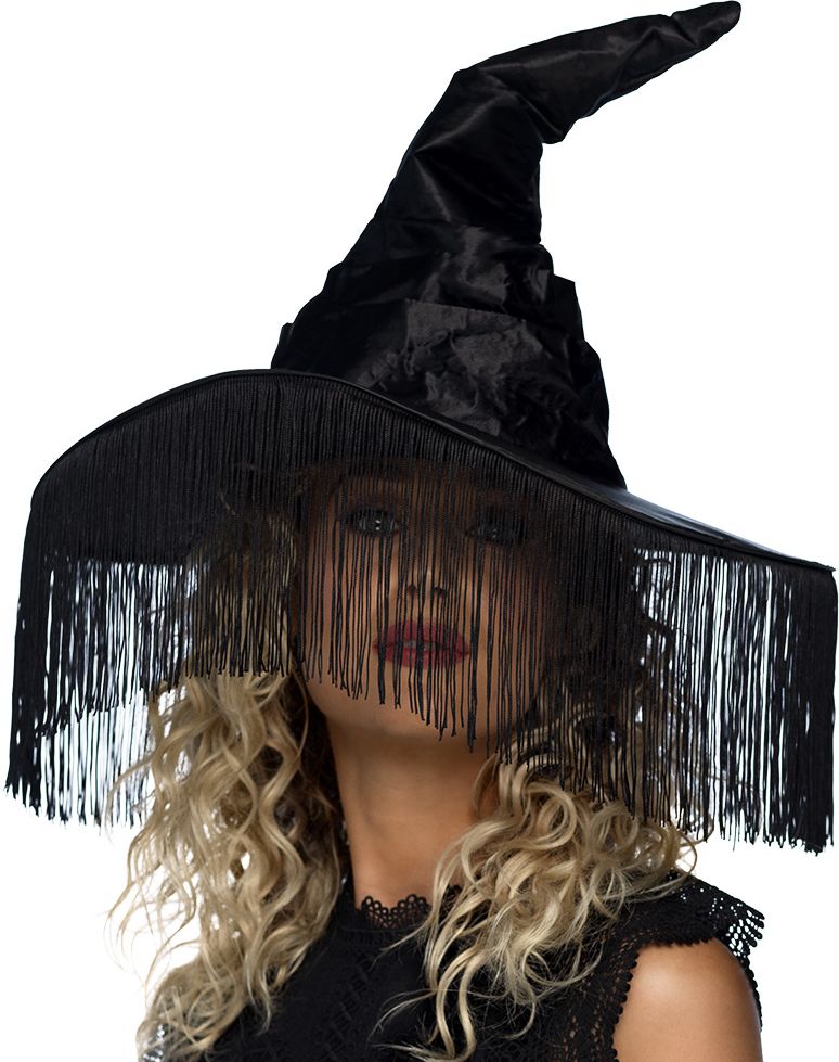 Zwarte Heksenhoed met Rafels