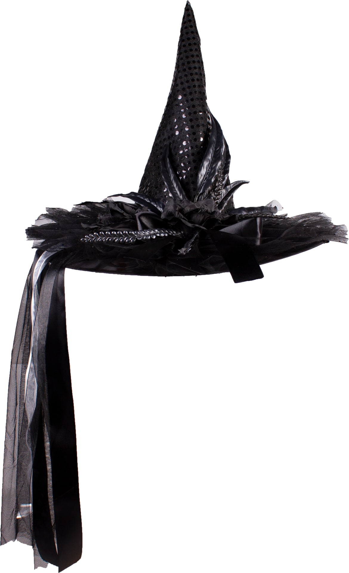 Zwarte Heksenhoed met Sluier Dames Halloween