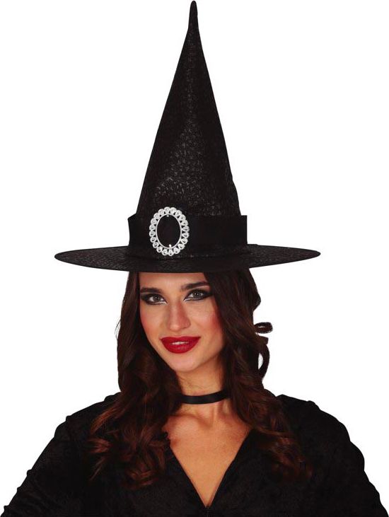 Zwarte Heksenhoed met Steen