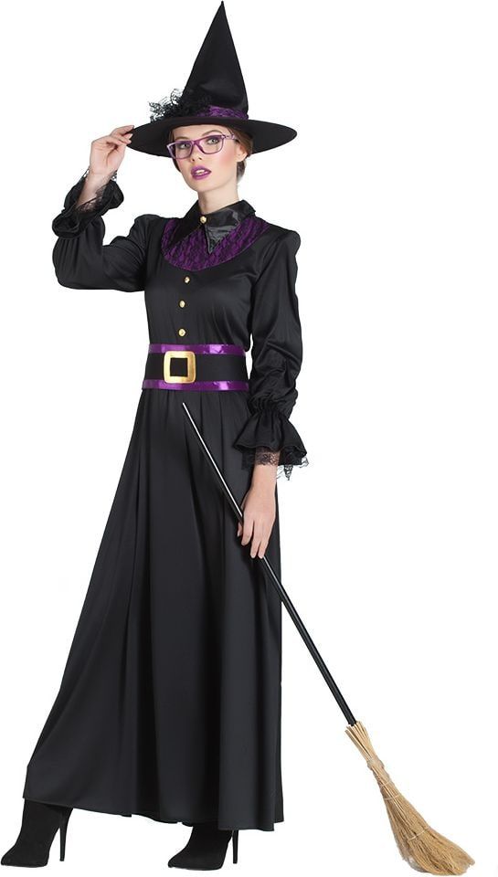 Zwarte Heksenjurk Dames  met Paarse Tinten