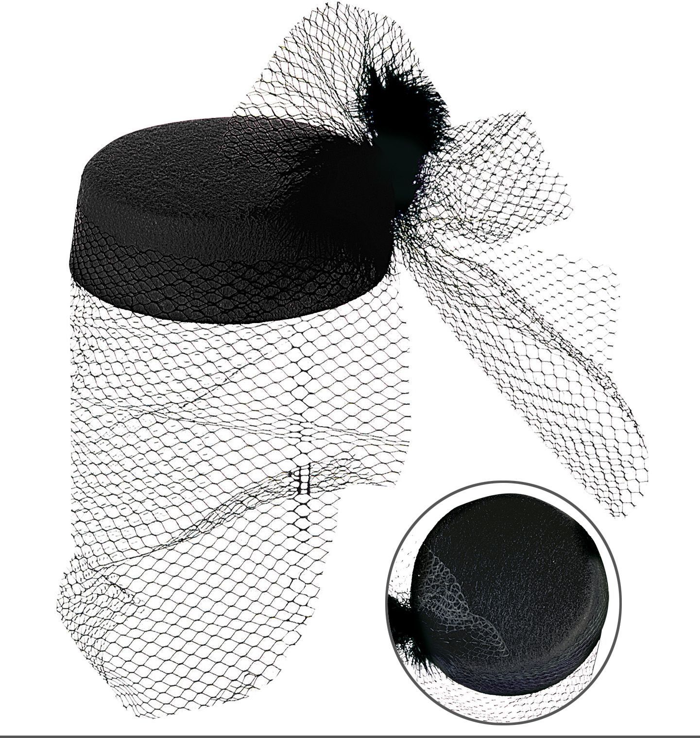 Zwarte Hoed met Net en Veren