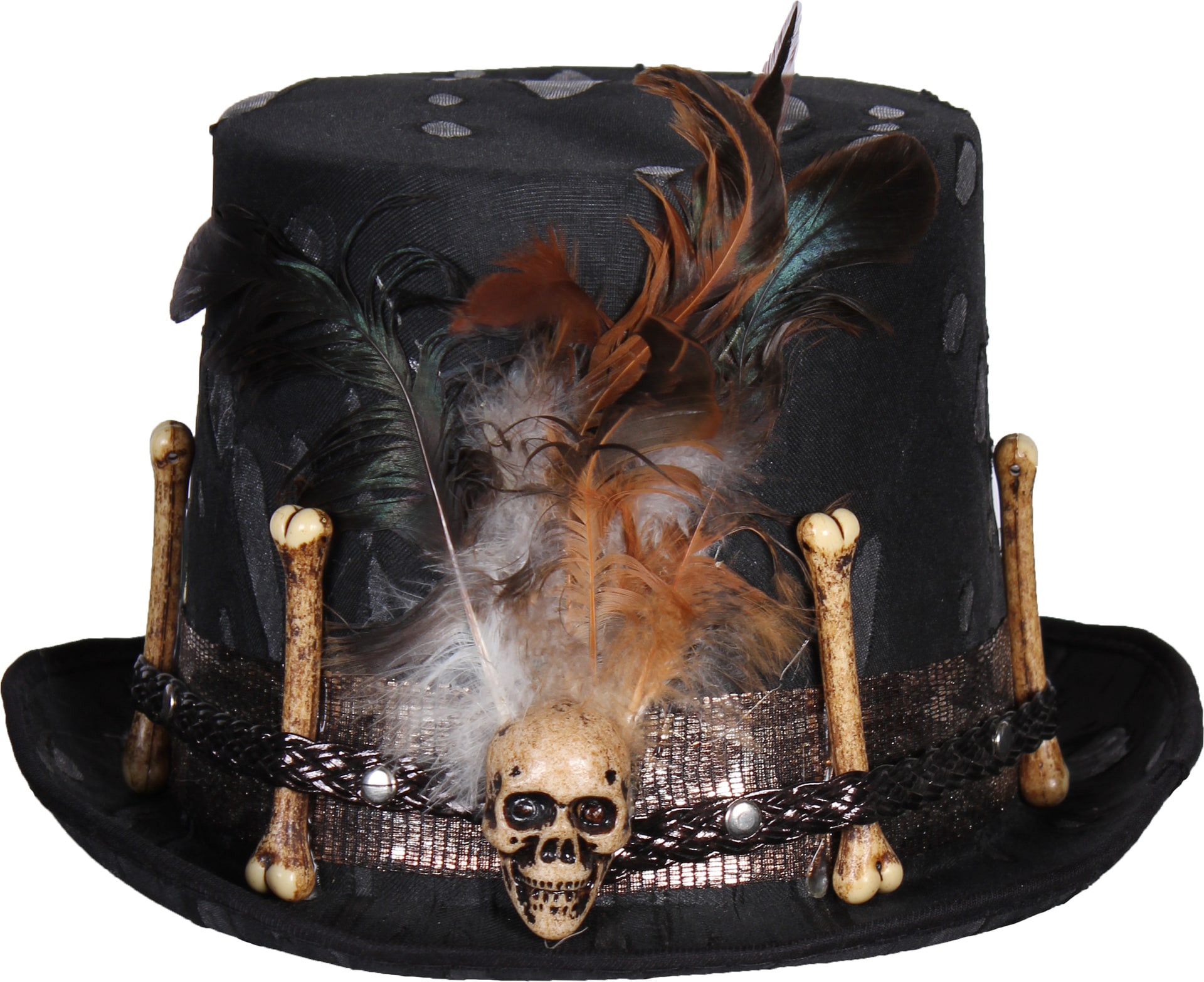 Zwarte Hoge Hoed Bonecollector met Botten Halloween