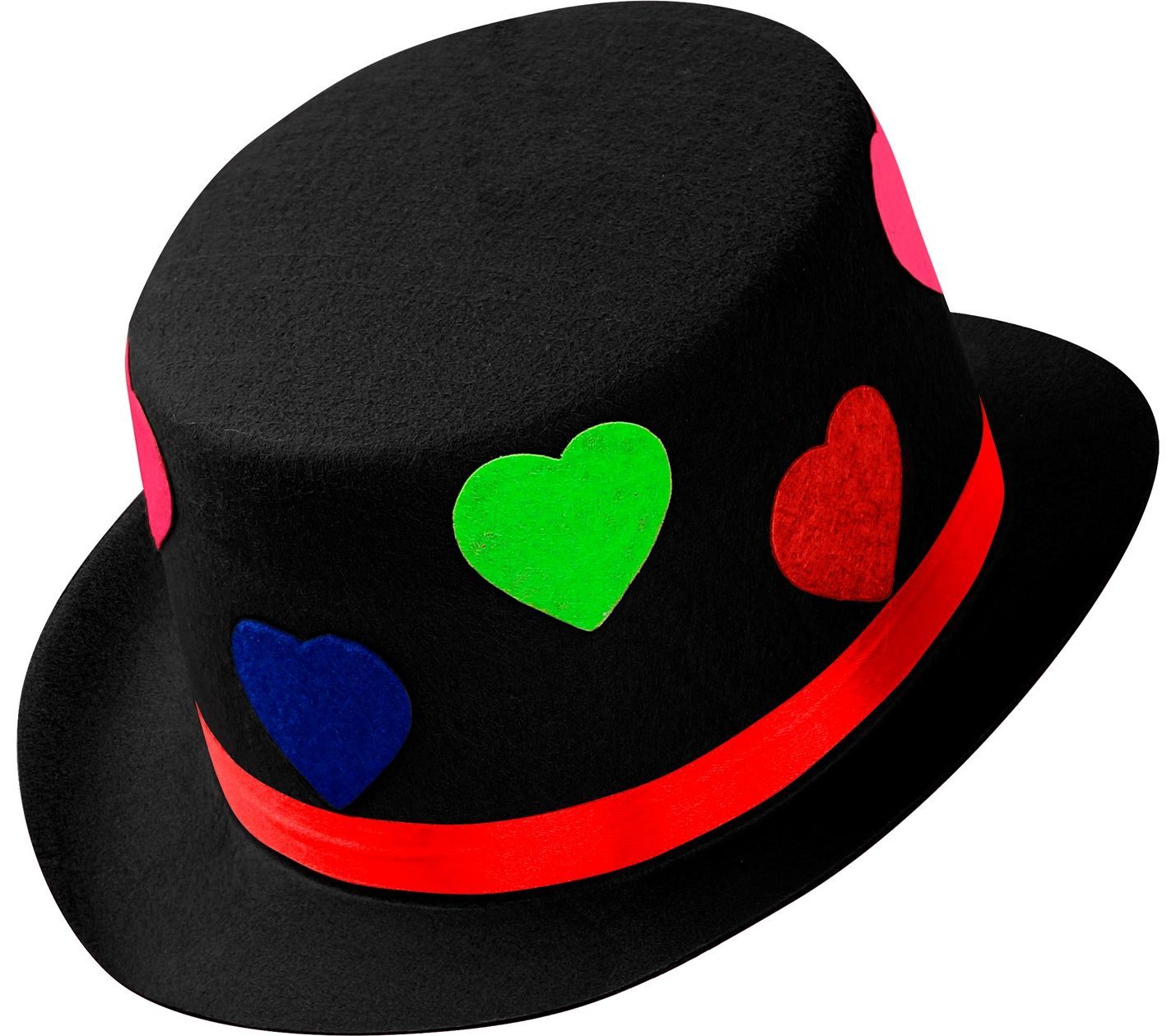 Zwarte hoge hoed met hartjes